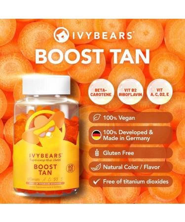 Glow Tanning Gummies - Beta Carotene Vitamin A C D2 & E - AI Tanning Specialist ADA Supports Healthy Tan & Glow - Vegan & Made in Germany - Pack of 60 - Boost Tan - Buy Online on GoSupps.com