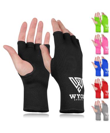 WYOX Boxing Hand Wraps MMA Gloves Men Women Punching Mitts Boxing Wraps Boxing Gear Kickboxing Wraps Compression S/M (17-21cm) Black