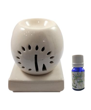 India Meets India Thanksgiving Handicraft Ceramic Essential Oil Diffuser and 10ml Sandal Wood Essential Oil Aroma Diffuser Aromatherapy Diffusers Best Gifting Made by Awarded Indian Artisan