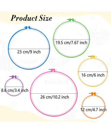 Pllieay 6 Pieces Plastic Embroidery Hoops Set with 16 Needles - Multicolor Cross Stitch Hoop Rings 3.4-10.2 inch for Embroidery/Cross Stitch - Buy Online on GoSupps.com
