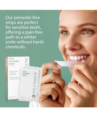 Fox & Farrow Teeth Whitening Strips for Sensitive Teeth - 14 Gentle Vegan Treatments | Peroxide-Free Mint Flavored | Achieve a Brighter Smile Worldwide - Buy Online on GoSupps.com