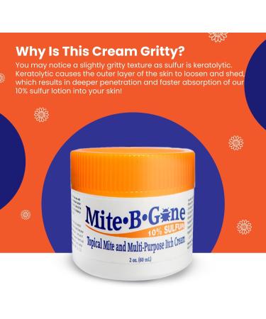 Mite-B-Gone 10% Sulfur Cream 2oz for Itch Relief - Fast & Effective All-Natural Blend for Bites, Acne, Redness - Buy Online on GoSupps.com