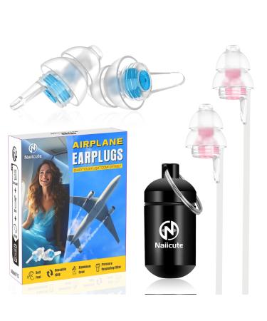 Naiicute earplugs aircraft with band 2 pairs pain -free flying travel earplugs make the pressure equalization in the aircraft reusable plugs for adult child12+ 25db noise insulation blue+pink - Buy Online on GoSupps.com