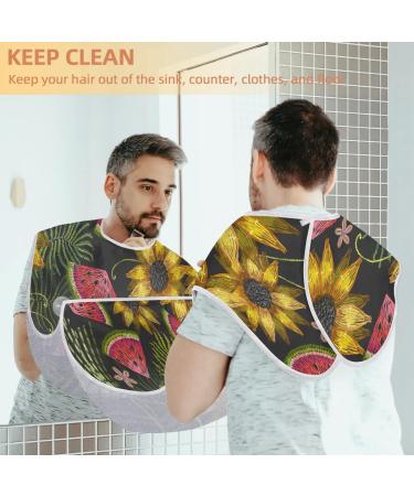 Watermelon Flower Beard Bib Apron for Men | Non-Stick Waterproof Grooming Cape with 2 Suction Cups - Perfect Gift for Shaving & Trimming - Buy Online on GoSupps.com