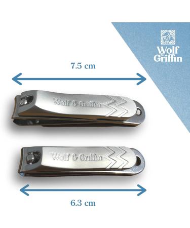 Wolf & Griffin Ultimate Precision 2-Piece Nail Clipper Set - Stainless Steel Professional Kit for Fingernails & Toenails - Men & Women - Buy Online on GoSupps.com