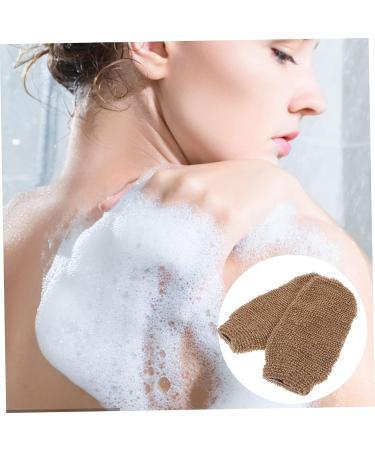 FOMIYES 2pcs Exfoliating Body Scrub Gloves Set - Natural Bathroom Shower Mitts for Smooth Skin - Beige - Buy Online on GoSupps.com