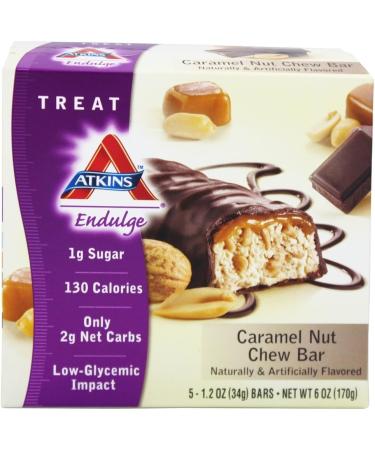 Atkins Endulge Caramel Nut Chew Bar - Indulgent Low Carb Snack - Buy Online on GoSupps.com