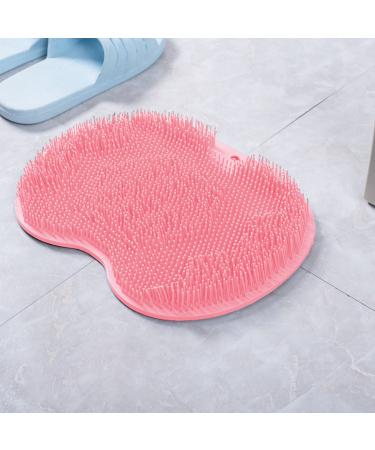 Back/Feet Scrubber for Shower Silicone Shower Brush with Suction Cup for Cleaning & Exfoliating Skin Floating Body Long Bristles for Wet or Dry Brushing Cleans The Body Easily 30 25cm (Pink)