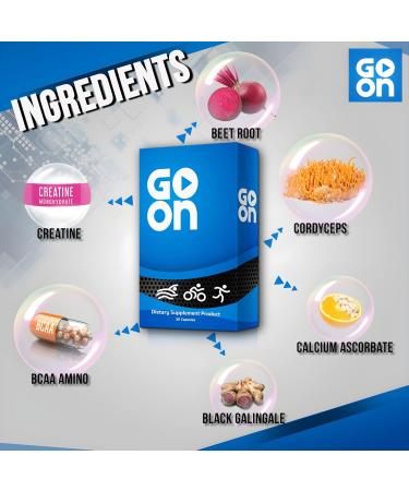 GOON Endurance Marathon Supplements for Triathletes | Boost Fitness & Recovery with Cordyceps Creatine & BCAA - 30 Caps - Buy Online on GoSupps.com