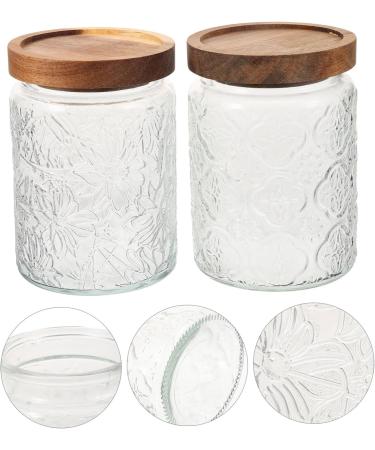 Alipis 2pcs Glass Jar Cereal Container Candy Jar Canisters Household Dried Food Container Household Storage Jar Candy Container Storage Accessory Snack Holder Cereals Wood Tea - Buy Online on GoSupps.com
