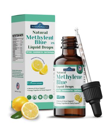 Methylene Blue Drops for Humans Pharmaceutical Grade, 11-in-1 Brain Formula w. Vitamin C Ester, Cacao & Phosphatidylserine, Support Cognitive, Memory & Focus, Third Party Tested, Formaldehyde-Free Lemon 2 Fl Oz (Pack of 1)