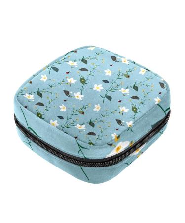 Menstruation pad bag with zipper women's napkin bag tampons collective bags for women and girls (pastel-colored wildflowers)