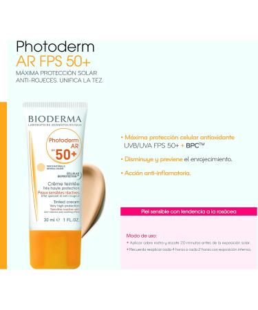 Bioderma Photoderm Ar Tinted Cream Spf 50 By Bioderma for Unisex - 1 Oz Sunscreen 1 Ounce - Buy Online on GoSupps.com