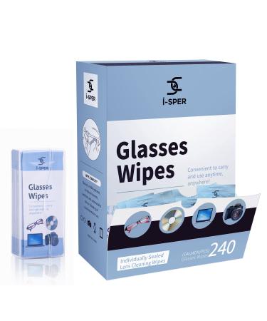 Lens Cleaning Wipes Glasses Wipes 250 Count Pre-Moistened Quick Dry Individual Wrapped with a Carrying Box Suitable for All Types Glasses and Electronics Screen