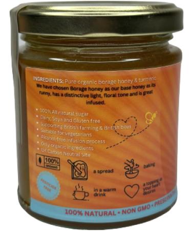 Organic Turmeric Honey Infused with UK Borage - Special Edition | High Strength, Potent, Light & Smooth Spread | Naturally Mild | 100% Organic - Buy Online on GoSupps.com