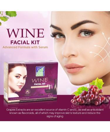 Wine Facial Kit - 5 Steps for Glowing Skin & Wrinkle Removal | Red Grape Aloe Vera & Olive Oil | 270 ml - All Skin Types - Buy Online on GoSupps.com