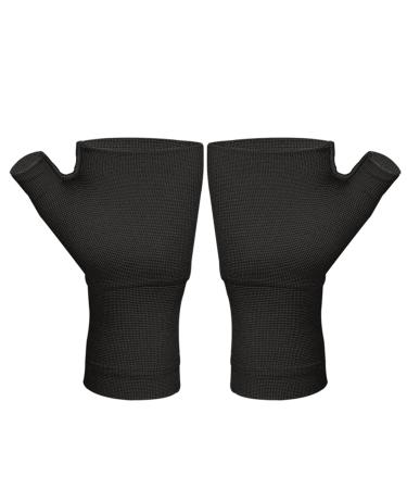Faddare Thumb Support Brace Breathable Wrist Brace Compression Sleeves 3D Cutting Elastic Wrist Fingerless Glove for Pain Relief Hand Tendonitis Arthritis Carpal Tunnel(Black size:L) l black