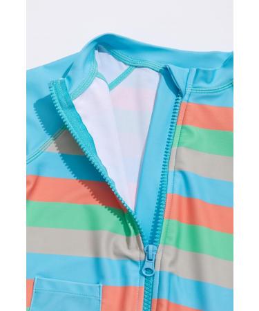 BONVERANO Baby Boys Swimsuit | UPF 50+ Sun Protection | Full-Length Zipper One Piece Swimwear | 12-18 Months | Stripe 3 - Buy Online on GoSupps.com