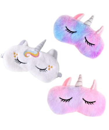 Sleep Mask for Kids Girls 3Pack Unicorn Sleep Mask Cute Animal Eye Mask for Princess Sleeping Night Blindfold Bed Eye Covers for Children Multi-colored 3p