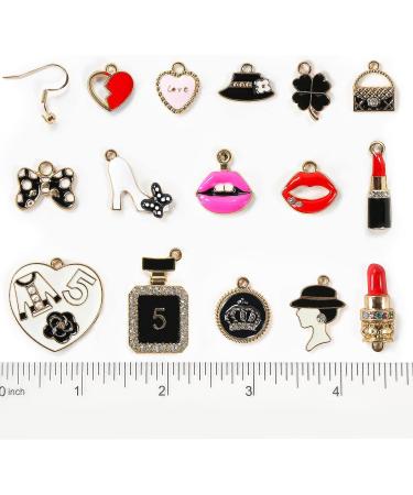 BigOtters 38PCS Mini Gold Plated Enamel Charm Set - Women Makeup Fashion Charms Pendant with Golden Ear Hooks for Jewelry Making - Buy Online on GoSupps.com