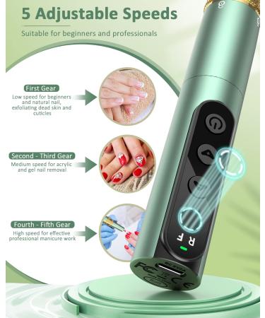 Senignol Electric Cordless Nail Drill - 35000RPM Professional Portable Machine for Gel Acrylic Nails - Rechargeable Nail File for Manicure and Pedicure - Buy Online on GoSupps.com