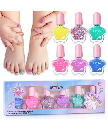 ETYJO Nail Polish Set for Kids Non Toxic Nail Polish Set Peel Off Nail Polish Water Based Quick Dry Nail Polish Gift Kit for Kids Girls