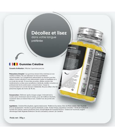 Creatine Gummies 5000mg Vegan sans Sucre - selon l'EFSA la cr atine augmente les performances physiques lors d'exercices successifs de courte dur e et de haute intensit - Saveur Citron - Buy Online on GoSupps.com