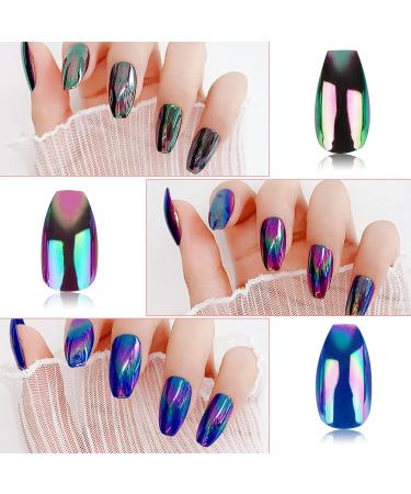 Flofia 240 PTH Ballerina Metallic Shiny False Nails Long Press-On Nail Art Tips for Stunning DIY Designs - Buy Online on GoSupps.com