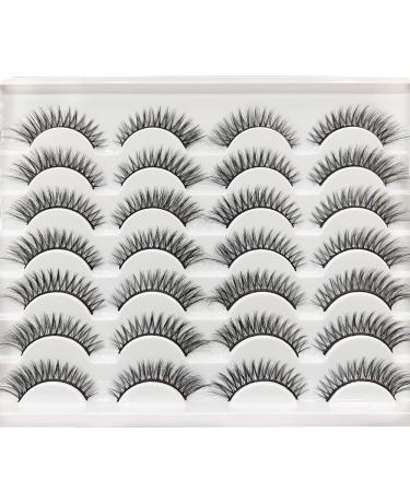 Lashes Cat Eye Lashes False Eyelashes Faux Mink Wispy Lashes 3D Cross Fluffy Eyelashes 14 Pairs Multipack (Fairy)