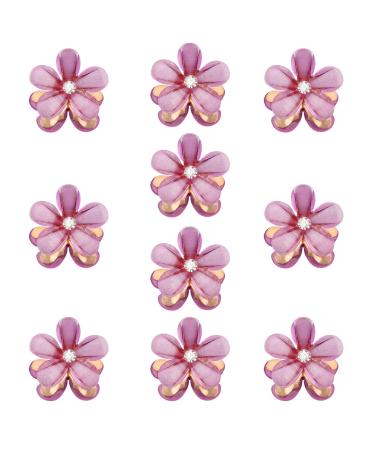 10 pieces of mini diamond hair clips small hair clips flower hair clips hair jewelry for women girls sweet mini-hair clips hair clips for photo everyday life party wedding (violet)