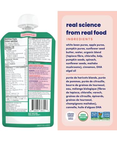 Cerebelly Baby Food Pouches Organic White Bean Pumpkin Apple (4 oz Pack of 6) - 16 Nutrients from Superfoods - Healthy Snacks Made with Gluten-Free Ingredients BPA-Free Non-GMO No Added Sugar White Bean Pumpkin Apple 4 Ounce (Pack of 6) - Buy Online on GoSupps.com