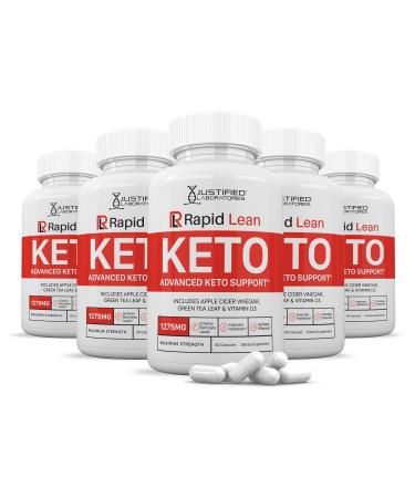 (5 Pack) Rapid Lean Keto ACV Pills 1275MG Keto Support Blend Capsule Alternative to Keto ACV Gummies Formulated with Apple Cider Vinegar Extra Virgin Olive Oil Powder Green Tea Leaf 300 Capsules