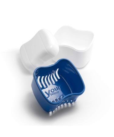 Retainer-Denture Bath-Dental Appliance Cleaning Case Size Standard with Easy Grip  Color Admiral Blue