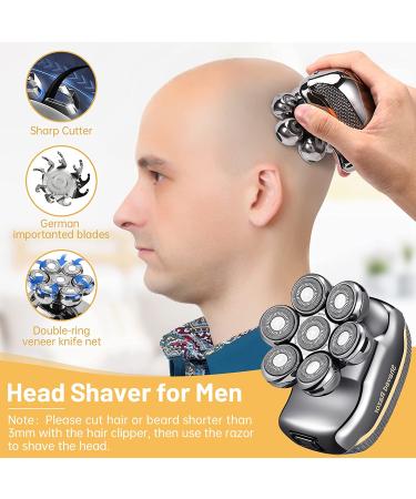 Men's Electric Head Shaver Razor - 6 in 1 Rechargeable Cordless Hair Shaving Grooming Kit for Bald Man - Waterproof Wet Dry Beard Trimmer with 7 Rotary Heads (Gray) - Buy Online on GoSupps.com