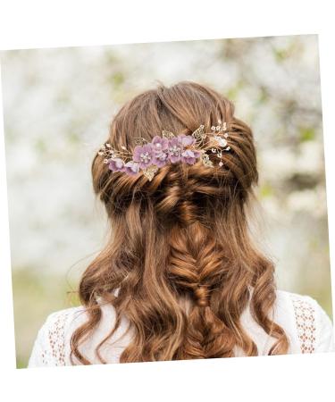 Minkissy Rhinestone Hair Jewelry for Women | Floral Pattern Wedding Hair Comb | Violet Metal Bride Accessory - Buy Online on GoSupps.com
