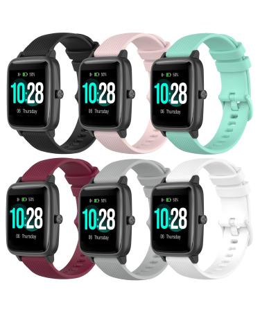 6-Pack Silicone Bands Compatible with YAMAY SW020 SW021 SW023 ID205 ID205L ID205U Smart Watch Band, Replacement Quick Release Soft Silicone Bands for Women Multicolor6-Pack