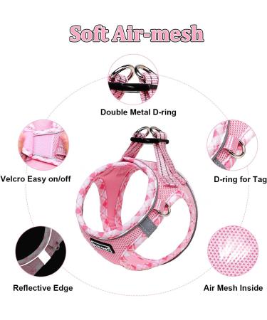 Doramio Dog Harness for Small Dogs - Reflective Breathable Anti-Pull | Includes Leash & Step-In Design | Cat Harness Available (Pink M) - Buy Online on GoSupps.com