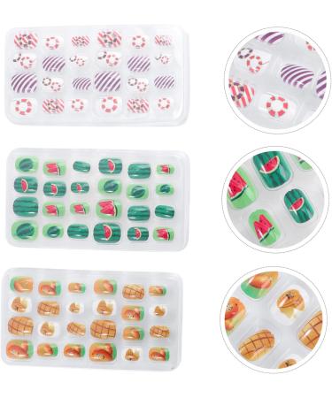 Beaupretty 3 Sets Summer Children Nail Tip Kids Kits Rainbow Nail Tips Kids False Nail Kit Nail Design Sticker Short False Fingernails Kids Nail Cover Little Girl Nail Flakes Cartoon Plastic - Buy Online on GoSupps.com