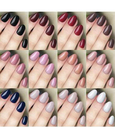 288pc Round Almond Press on Nails - Short Fake Nails with Glue & Adhesive Tabs | 12 Sizes Acrylic Stick on Nails - Buy Online on GoSupps.com