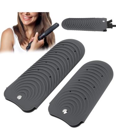 2 Pcs Heat Resistant Silicone Pouch Insulation Pink Gray Blue Heat Shield Holder Cover for Hair Straightener Crimping Iron Hair Waving Iron(Dark gray) - Buy Online on GoSupps.com