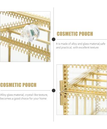 Minkissy Golden Glass Makeup Organizer with Lid | Vanity Storage Box & Mirror for Cosmetics Brushes Lipsticks & Skincare - Buy Online on GoSupps.com