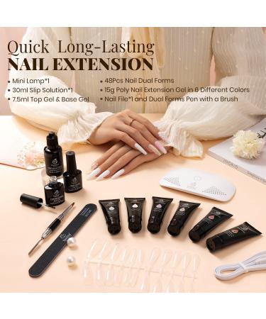Beetles Poly Extension Gel Nail Kit - Pink Nude All-in-One French Kit with Mini Lamp - Nail Art Starter Kit for Halloween Nails - Buy Online on GoSupps.com