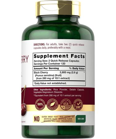 Black Cherry Extract Concentrate 2800mg | 240 Capsules | Non-GMO & Gluten Free | Prunus Serotina Supplement - Buy Online on GoSupps.com