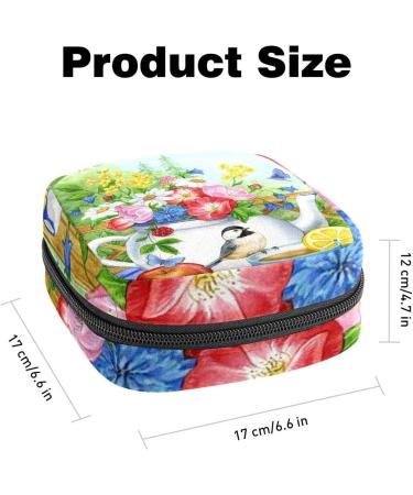 Period Bag Sanitary Napkin Storage Pouch | Travel Makeup Bag with Welcome Butterfly Flowers Birds Design - Buy Online on GoSupps.com