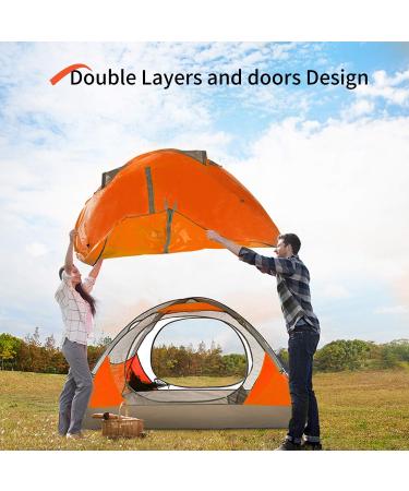 BISINNA 2 Person Camping Tent - Lightweight & Waterproof for Family Camping, Hiking, and Travel | Orange - Buy Online on GoSupps.com
