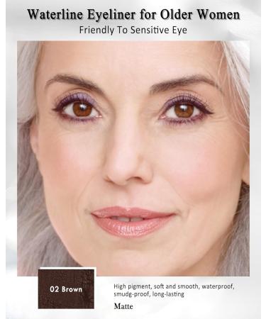 Brown Gel Eyeliner for Older Women Waterproof Smudge-Proof Retractable Eyeliner Pencil Long Lasting 24H Matte Smooth Eyeliner Waterline with Sharpener Eye Liner for Mature Women Sensitive Eyes-1Pcs 02# Brown(1pcs) - Buy Online on GoSupps.com