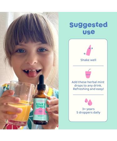 JoySpring Vitamin D3 Kids Drops with K2 Liquid Supplement for Calcium Absorption & Joint Health 360 Servings (2 fl oz) Vitamin D Kids Ages 3-18 Unflavored 2 Fl Oz (Pack of 1) - Buy Online on GoSupps.com