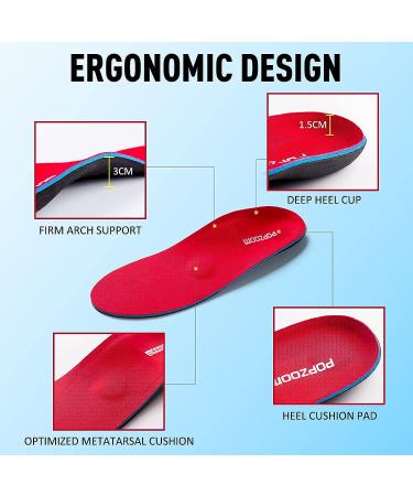 Orthotic Arch Support Insoles for Flat Feet & Plantar Fasciitis Relief - Women 8-8.5 | Men 6-6.5 - Buy Online on GoSupps.com