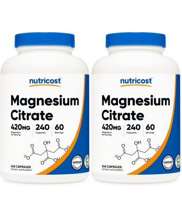 Nutricost Magnesium Citrate 420mg 240 Veggie Capsules - 60 Servings Gluten Free Non-GMO Vegetarian Friendly (Pack of 2)