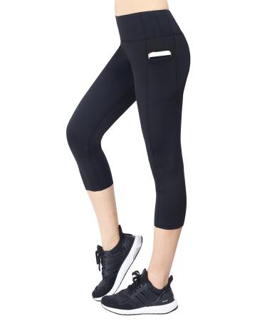 Neonysweets Women's Workout Leggings Phone Pocket Running Yoga Pants Small Yogacapris1256-black